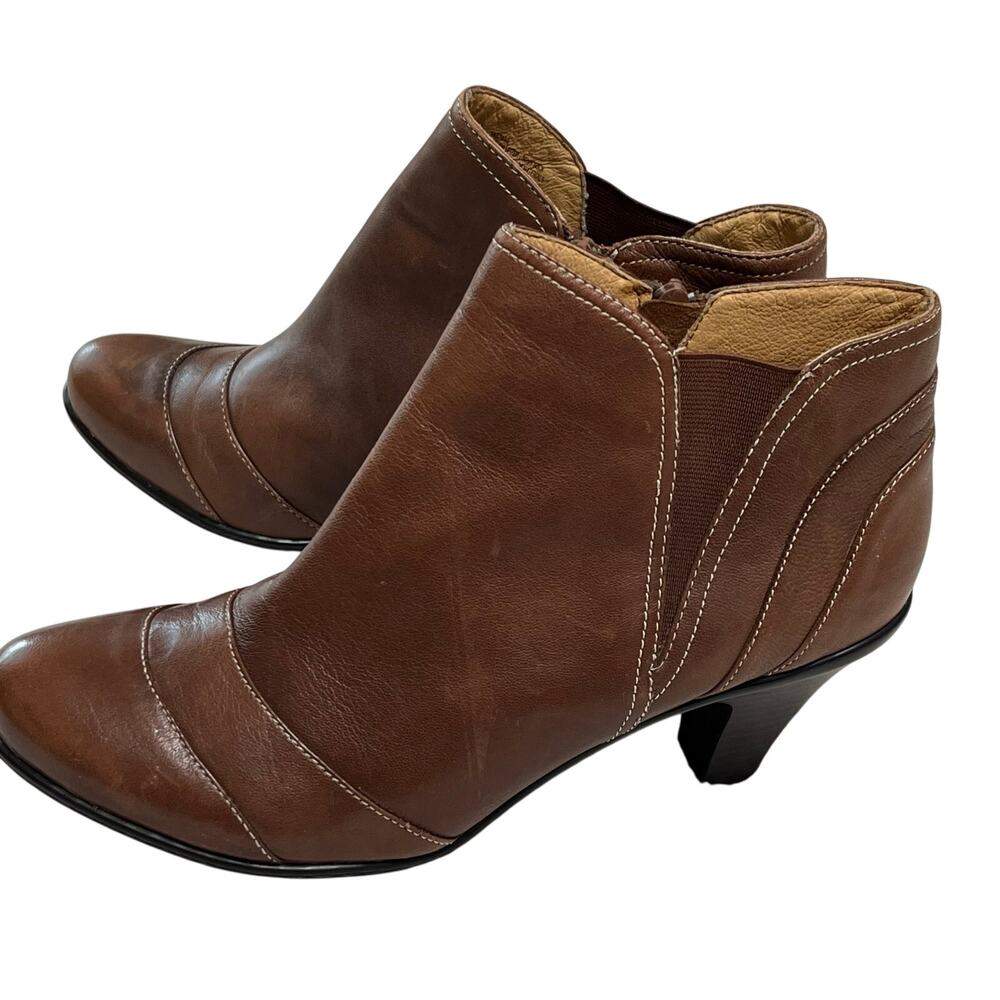 Sofft Women’s Christina Ankle Leather‎ Boots Sz 9M Brown Zip Cushion